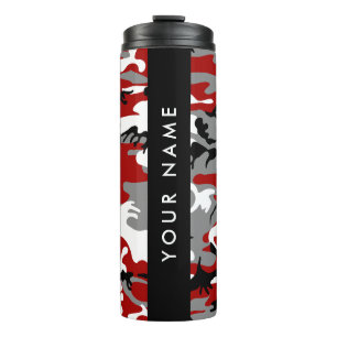 Red and Grey Camouflage Your name Personalise Thermal Tumbler