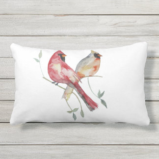 Red and Grey Cardinal birds patio pillow
