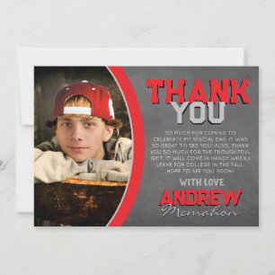 Red and Grey Chalkboard Graduation Thank You Card