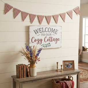 Red and grey farm style plaid bunting
