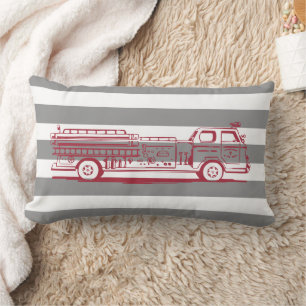 Red and Grey Fire Truck Custom Lumbar Cushion