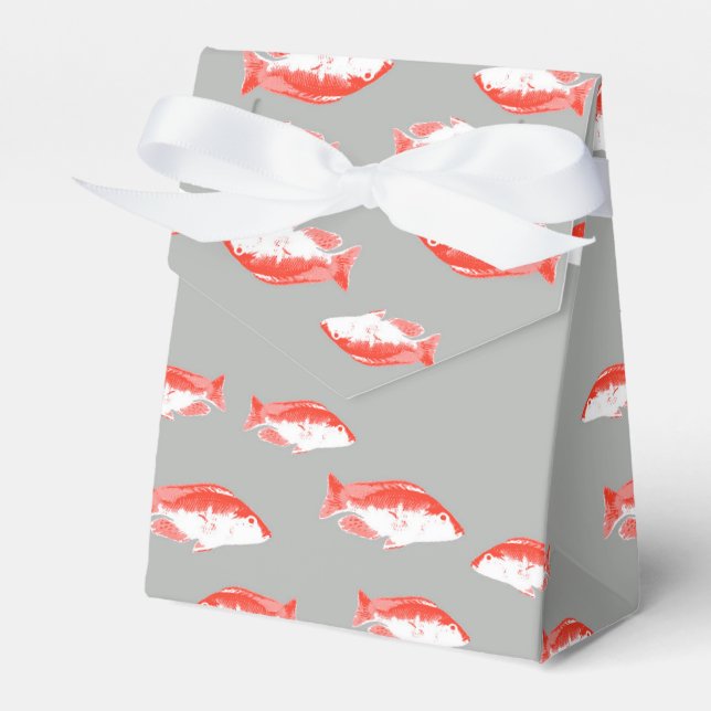 Red and grey fish favour box (Front Side)
