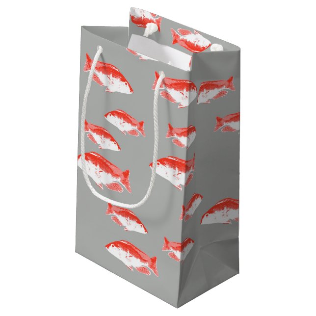 Red and grey fish small gift bag (Back Angled)