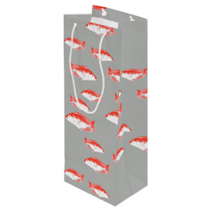 Red and grey fish wine gift bag