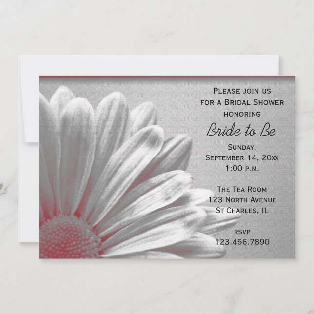 Red and Grey Floral Highlights Bridal Shower Invitation (Front)