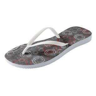 Red and Grey Geometric Abstract Thongs