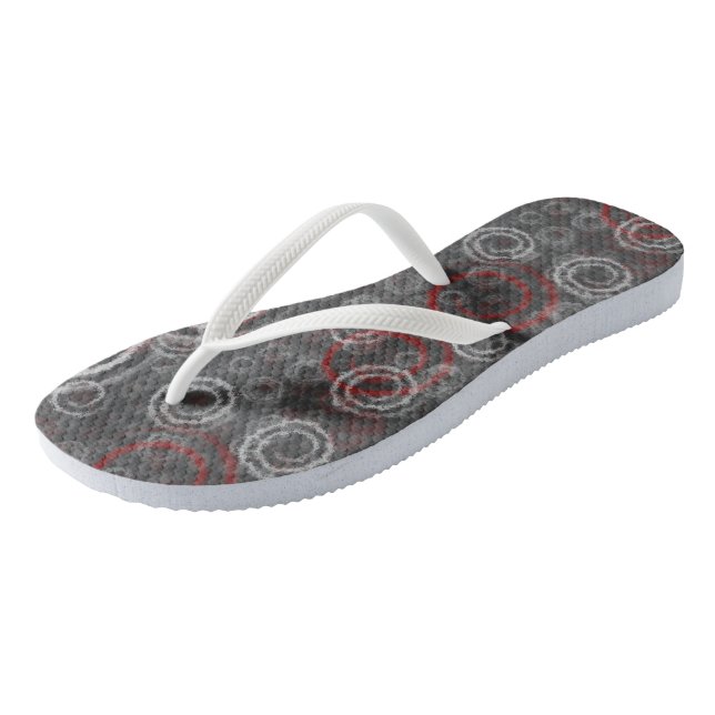 Red and Grey Geometric Abstract Thongs (Angled)