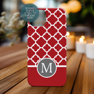Red and Grey Geometric Pattern Monogram