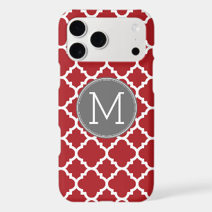 Red and Grey Geometric Pattern Monogram
