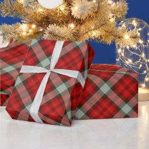 Red and Grey Plaid Christmas Pattern Wrapping Paper