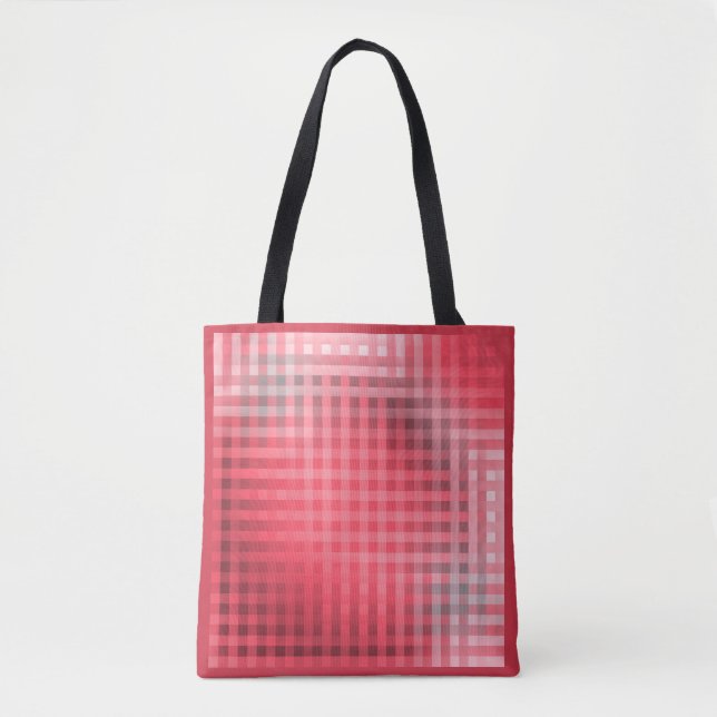 Red and grey plaid grunge  tote bag (Front)