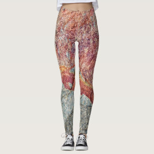 Red and Grey Rock Texture Print Leggings
