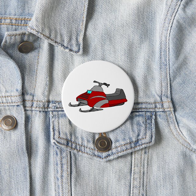 Red and Grey Snowmobile 7.5 Cm Round Badge (Creator Uploaded)