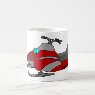 Red and Grey Snowmobile Coffee Mug