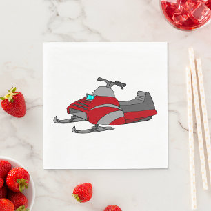 Red and Grey Snowmobile Napkin