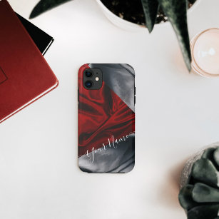 Red and grey textile iphone cases