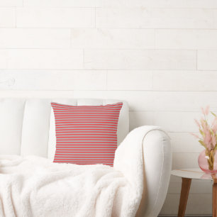 Red and Grey Vintage Thin Stripes Cushion