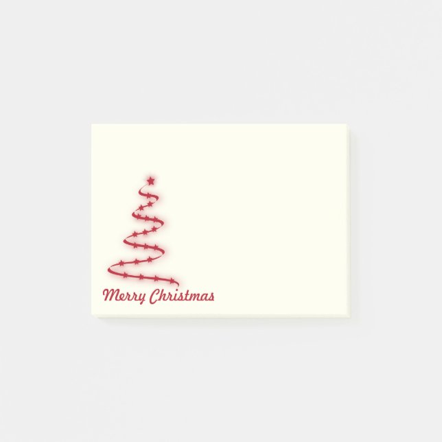 Red and Ivory Christmas Tree with Stars Post-it Notes (Front)