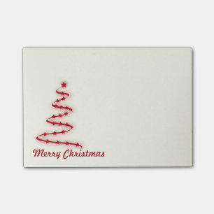 Red and Ivory Christmas Tree with Stars Post-it Notes