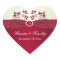 Red and Ivory Floral Heart Shaped Sticker