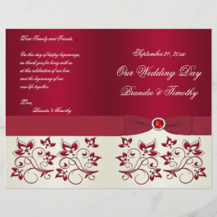 Red and Ivory Floral Wedding Program