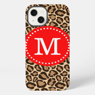 Red and Leopard Print Custom Monogram iPhone Case
