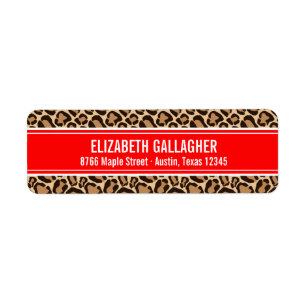 Red and Leopard Print Return Address Label