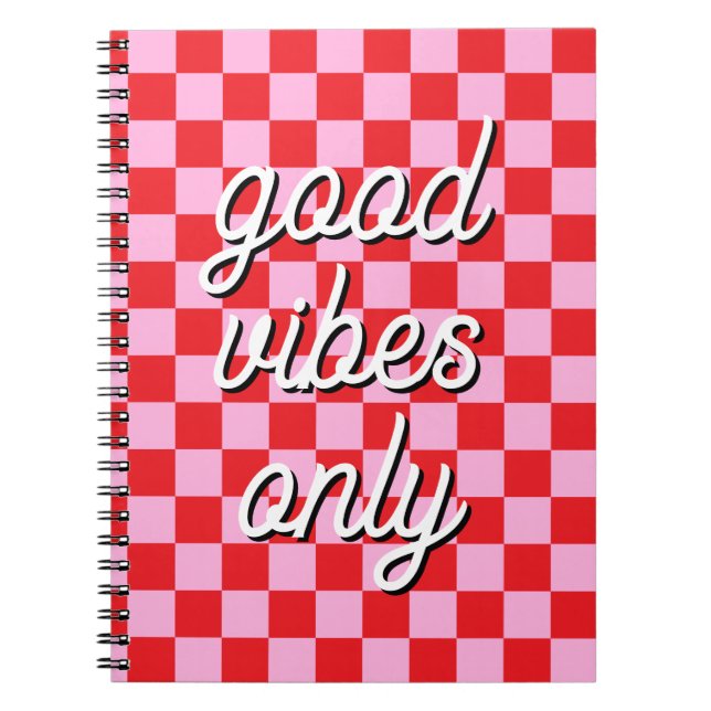 Red and Light Pink Chequered Notebook (Front)