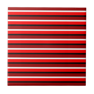 Red And Maroon Red Stripes Pattern Design Ceramic Tile