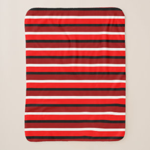 Red And Maroon Red Stripes Pattern Design Sherpa Blanket
