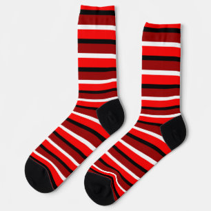 Red And Maroon Red Stripes Pattern Design Socks
