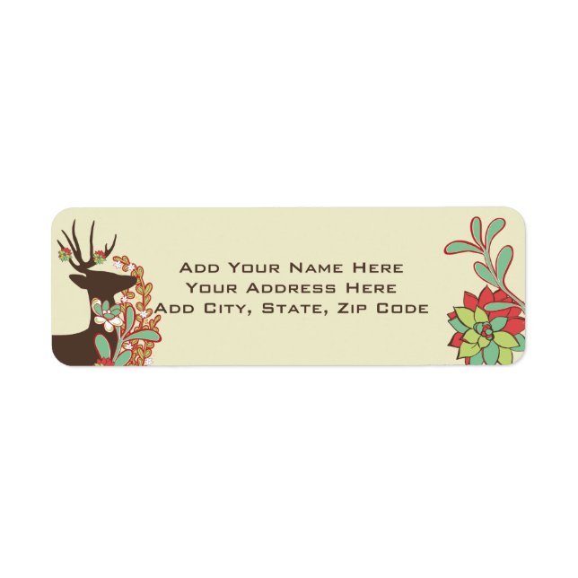 Red and Mint Deer Holiday Address Labels (Front)