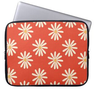 red and mustard 1970's groovy vintage retro floral laptop sleeve