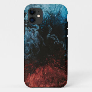Red and navy abstract painting iphone cases