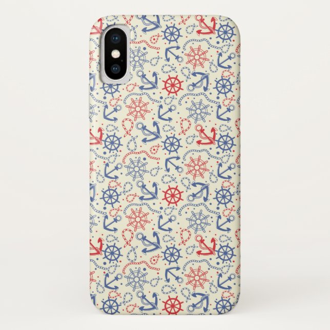Red and navy background with anchor Case-Mate iPhone case (Back)