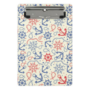 Red and navy background with anchor mini clipboard