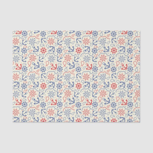 Red and navy background with anchor tissue paper (Front)