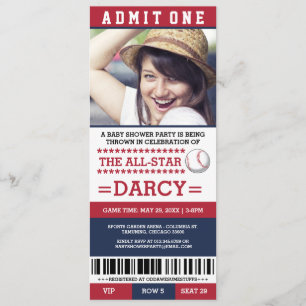 Red and Navy Baseball Baby Shower Party Invites