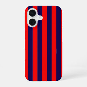 Red and Navy Blue Nautical Stripes iPhone 16 Case