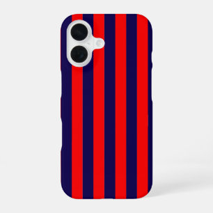 Red and Navy Blue Nautical Stripes iPhone 16 Case