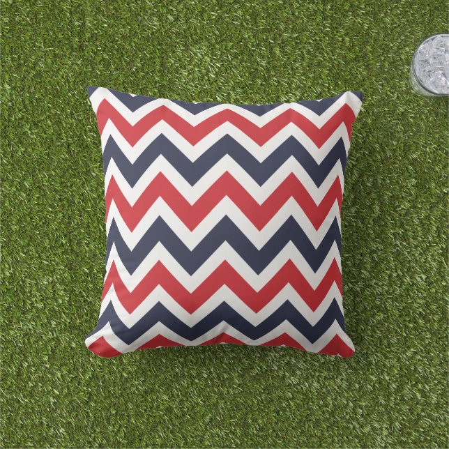 Red and Navy Chevron Cushion (Grass)