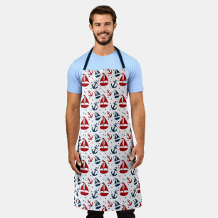 Red and Navy Nautical Series Design 1 Apron