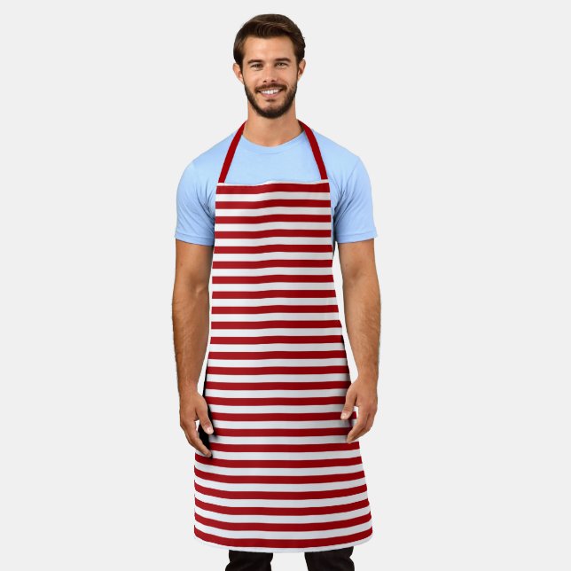 Red and Navy Nautical Series Design 6  Apron (Worn)