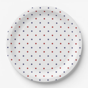 Red and Navy Polka Dot-Classic Preppy Paper Plate