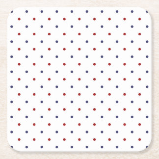 Red and Navy Polka Dot-Classic Preppy Square Paper Coaster