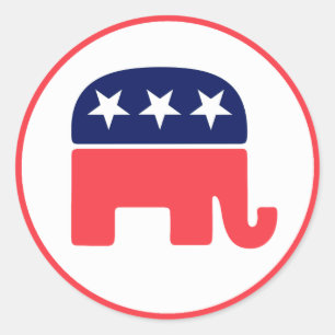 Red and Navy Republican Elephant Classic Round Sticker