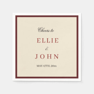 Red And Neutral Formal Wedding Napkin