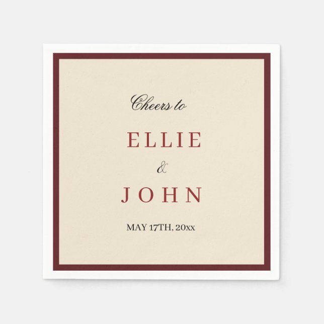 Red And Neutral Formal Wedding  Napkin (Front)