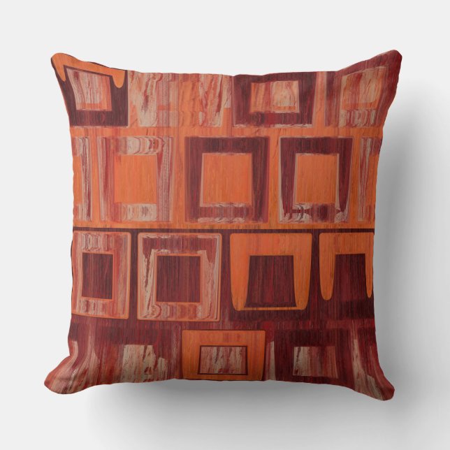 red and orange abstract cushion (Front)