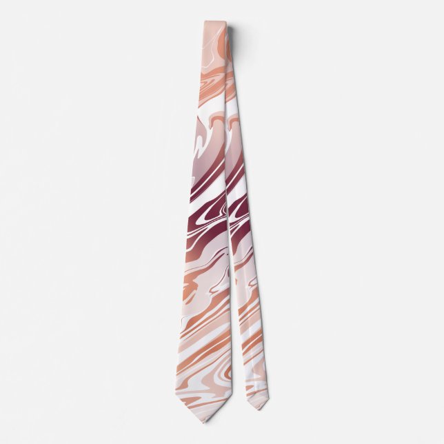 Red And Orange Abstract Liquid Marble Gradient Tie (Front)
